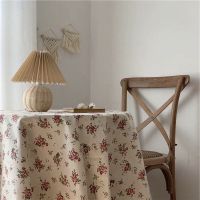 碎花野餐布宿舍书桌布垫拍照背景茶几布ins风棉麻小清新复古台布 红色蔷薇花(锁边) 45*60cm
