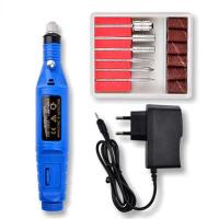 多款搭配多款颜色笔式迷你插电款磨甲机迷你卸甲机抛光机 宝蓝 插电式磨甲机(带6头6沙套)