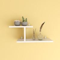 墙上置物架卧室装饰品客厅挂墙装饰架挂墙木板多肉花架墙壁收纳架 白色 二层无痕钉安装