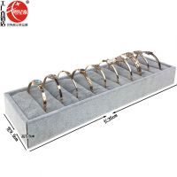 高档三层手环展示手镯架饰品托盘戒指架耳钉收纳架 戒指道具 单层插式手镯戒指座(灰色冰花绒)