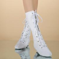 加长高帮爵士舞女鞋钢管舞鞋子现代舞爵士靴男软底长筒舞蹈鞋练功 白色加长 30