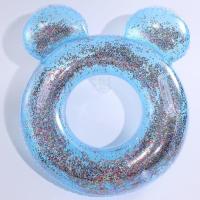 游泳圈儿童腋下宝宝浮圈pvc救生圈充气泳圈加厚亮片 蓝色亮片小熊(带打气筒) 60