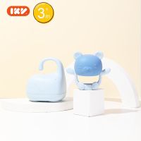 爱咔威IKV甜甜圈牙胶婴儿乳牙刷宝宝磨牙棒硅胶咬咬玩具乐可水煮 小熊牙胶 实色蓝+送大象收纳盒