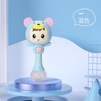 婴儿摇铃玩具宝宝手抓训练音乐沙锤可咬牙胶益智早教音乐棒0-3岁 小熊音乐棒蓝色(电池螺丝刀)