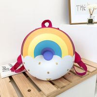 儿童蛋壳书包 幼儿园书包男女孩3-5岁宝宝婴幼儿可爱甜甜圈双肩包 磨砂 彩虹 单个书包
