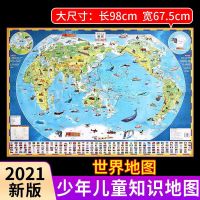 恐龙海洋地图2021年新版写给儿童的百科全书墙贴儿童房小学生书籍 儿童地理世界地图-单张