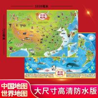 中国地图和世界地图2021新版挂图儿童地图中小学生知识地图挂图 中国地图+世界地图