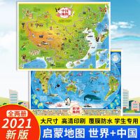 地图中国和世界地图2021完整版新版挂墙少儿童初中生正版高清地图 中国地图+世界地图[2张]