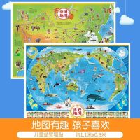 2021年新版中国地图和世界地图墙贴儿童房专用大尺寸高清地图挂图 中国知识地图+世界知识地图