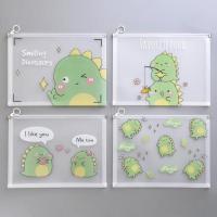 A4透明文件袋拉边档案袋韩国小清新初中资料袋塑料试卷收纳袋文具 恐龙[4个混发]