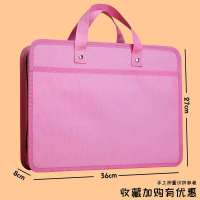 a4文件夹多层高中风琴包学生用手提试卷整理神器帆布大容量收纳袋 粉红色 收藏加购3元