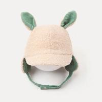 儿童护耳帽冬款羊羔绒韩版男女童兔耳朵雷锋帽婴儿保暖宝宝帽子冬 米白绿色 45-49cm 约1-4岁