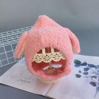 儿童帽子冬季宝宝雷锋帽加绒保暖护耳帽男女小孩童加厚帽子时尚潮 兔耳朵套头帽-粉色 推荐1-4岁/参考48-52cm