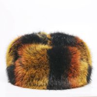 仿水貂毛男帽雷锋帽中老年冬天户外整貂裘皮皮草帽东北帽保暖棉帽 三色花橘色雷锋帽 M(54-55cm)
