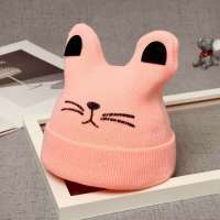 宝宝帽子秋冬季婴儿护耳帽男童潮儿童雷锋帽0韩版1-3岁2小孩4男孩 单猫咪帽粉色 帽围46-51cm/8个月-3岁合适