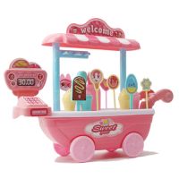 儿童过家家3岁玩具女孩仿真小手推车4糖果车5冰激凌套装生日礼物6 粉色车和甜品 如图