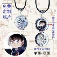 动漫项链名侦探柯南翻盖相盒吊坠学生男女款基德毛利兰灰原哀周边 编号1 单面古银皮绳项链