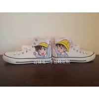 名侦探柯南联名鞋女手绘系带布鞋高邦帆布鞋涂鸦柯南鞋子卡通动漫 主图款 35