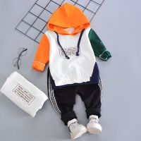 1-4岁宝宝春秋装男童春装套装休闲周岁儿童童装2岁半岁小孩衣服潮 卫衣桔色 110 110码建议95-105CM