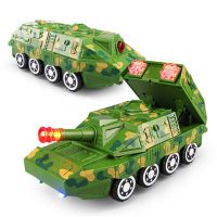 儿童电动变形万向坦克机器人变形导弹车男孩宝宝益智玩具汽车3岁 讃/大号变形导弹车[变形万向声光] 标配(没有电池)
