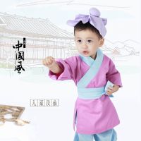 儿童古诗朗诵汉服演出服书童国学服男童三字经弟子规幼儿园表演服 紫书童四件套 120