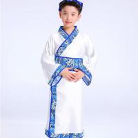 六一汉服儿童国学演出服男女童幼儿书童服古装弟子规三字经表演服 凌泼蓝色男款 100