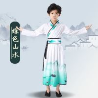 儿童汉服男开笔礼古装儿童演出服国学汉服小学三字经经典诵读服装 山水汉服男 100