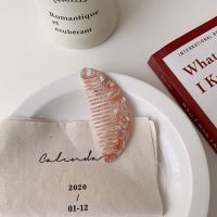 韩国复古几何醋酸数字韩版INS彩色通情梳子女醋酸花纹发梳镜子 粉咖色