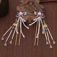 古风汉服头饰品配饰发簪子女发饰流苏步摇插梳超仙全套装发钗发冠 发簪1对