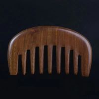 天然绿檀木经络按摩梳子宽齿经络点穴五齿梳头部按摩通乳保健 黑金檀月梳