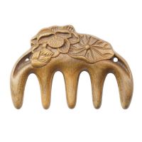 荷花绿玉檀木经络梳按摩器木梳子通乳腺头疗颈手腿全身脱发按摩梳 荷花按摩梳(9cm*6cm)