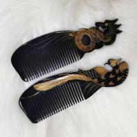 天然牦牛角梳子礼盒龙凤牛角梳子 整角手工打造 黑色一对