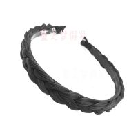 儿童麻花编织假发刘海片带齿防滑发箍防滑女孩头帘甜美可爱头饰品[12月25日发完] 自然黑 单独辫子发箍