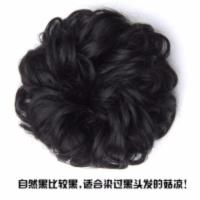 逼真假发发圈橡皮筋发包盘发拉花小丸子花苞女头花蓬松卷发大发圈 自然黑