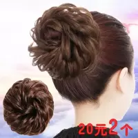 假发中老年发圈头花饰品盘发花苞头发饰发包皮筋头绳蓬松厂家直销 亚麻色