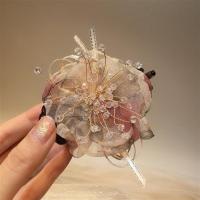 韩国时尚发饰 纱花水晶马尾发夹子 花苞头丸子头盘头发抓夹头饰品 香槟系+白系水晶