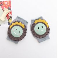 夏季儿童宝宝透气网爬行护膝加厚海绵卡通防摔防滑护垫保护膝盖 笑脸 0-4岁