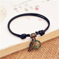 时尚夜光驱蚊男生手环情侣夜光石手链简约复古脚链 咖啡色叶子夜光珠(会发光)