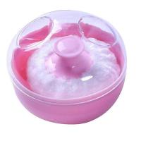 带粉扑爽身粉盒子婴儿粉扑便携新生儿装痱子粉空盒子放粉扑 粉色