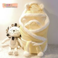 婴儿抱被冬季加厚外出新生儿包被加棉初生儿用品宝宝保暖秋冬抱毯 保暖绒包被[黄色] 80*80cm