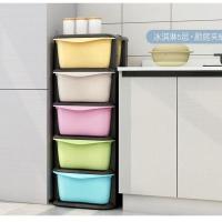 多层马卡龙塑料抽屉式收纳柜整理箱儿童储物柜宝宝玩具赠二保鲜盒 黑色 三层