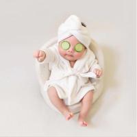 儿童摄影服装影楼宝宝照服饰婴儿百天拍照写真衣服新生儿白色浴袍 头巾+浴袍+腰带+黄瓜片 百天宝宝