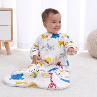 婴儿睡袋宝宝春秋冬季婴幼儿童冬款防踢被神器加厚连体睡衣豆豆款 [伸袖双层豆豆款]长颈鹿 M码适合0-4个月身高50-70