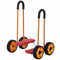 儿童平衡车踩踏车四轮宝宝脚踏车室内玩具车幼儿园感统训练器材 加大车轮黄色轮红色踏板