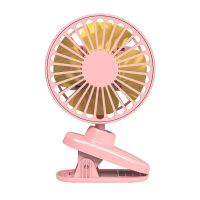 婴儿车风扇夹扇夹式小型风大静音学生宿舍床头小夹扇充电款小电扇 少女粉-三档[usb充电-无灯光] 普通无灯款[不可转头]