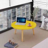 飘窗桌子茶几炕桌圆桌阳台茶桌榻榻米卧室炕几家用实木迷你小矮桌 黄色 30cm圆30高(较小)