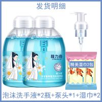 隆力奇泡沫洗手液洋甘菊抑菌消毒按压瓶泡沫补充装家庭装 洗手液500ml*2瓶[1个泵头] +2包湿巾[每包10抽]