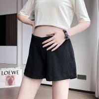 孕妇短裙春秋季毛呢百褶a字裙显瘦潮妈防走光打底包臀百褶裙冬装 黑色春秋[短裤] M