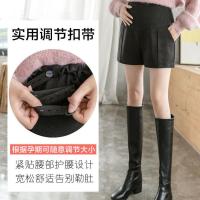 孕妇秋装半身裙秋冬宽松百褶裙托腹半裙女格子孕妇短裙子春秋冬装 黑色阔腿短裤 M