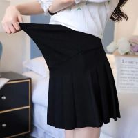 孕妇半身裙夏季新款孕妇小短裙外穿宽松显瘦百褶短裙短裤A字裙 黑色 M